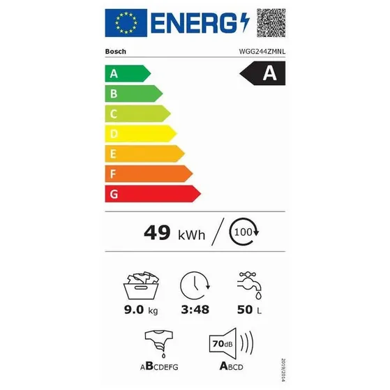 Energielabel Bosch WGG244ZMNL Wasmachine